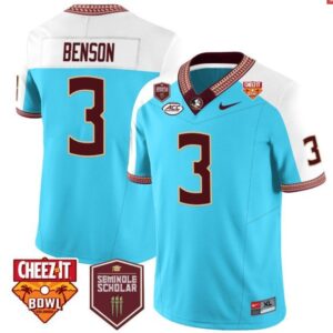 Trey Benson  #3 Florida State Seminoles Scholar Cheezit Bowl Vapor   - Blue