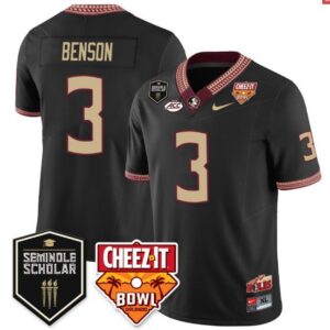 Trey Benson  #3 Florida State Seminoles Scholar Cheezit Bowl Vapor   Black