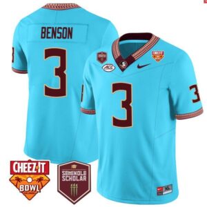 Trey Benson  #3 Florida State Seminoles Scholar Cheezit Bowl Vapor   Blue