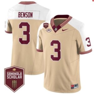 Trey Benson  #3 Florida State Seminoles Scholar Vapor Patch   - Gold Alternate