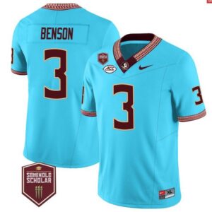 Trey Benson  #3 Florida State Seminoles Scholar Vapor Patch   Blue