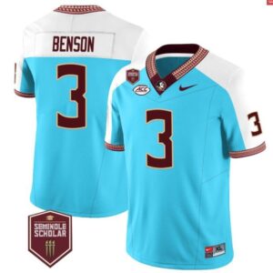 Trey Benson  #3 Florida State Seminoles Scholar Vapor Patch   Blue Alternate