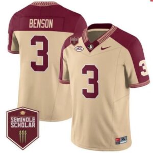 Trey Benson  #3 Florida State Seminoles Scholar Vapor Patch   Gold Alternate