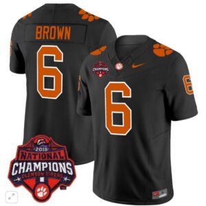 Tyler Brown  #6 Clemson Tigers 2025 National Champions Patch Vapor   Black