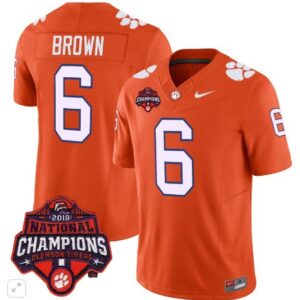 Tyler Brown  #6 Clemson Tigers National Champions Patch Vapor  All  Orange