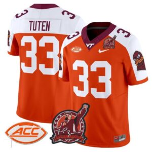 Virginia Tech Hokies Bhayshul Tuten  #33 Coach Frank Beamer   Orange Alternate