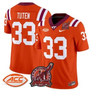 Virginia Tech Hokies Bhayshul Tuten  #33 Coach Frank Beamer Patch   Orange
