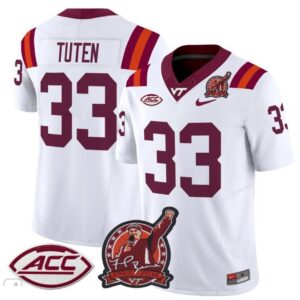 Virginia Tech Hokies Bhayshul Tuten  #33 Coach Frank Beamer Patch   White