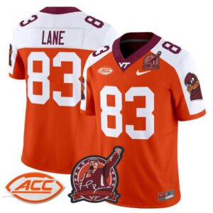 Virginia Tech Hokies Jaylin Lane  #83 Coach Frank Beamer   Orange Alternate