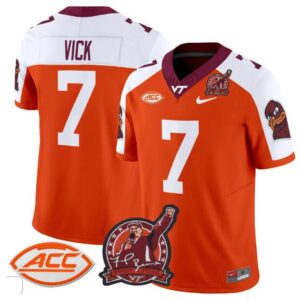 Virginia Tech Hokies Michael Vick  #7 Coach Frank Beamer   Orange Alternate