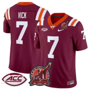 Virginia Tech Hokies Michael Vick  #7 Coach Frank Beamer Patch   Maroon