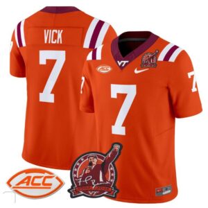 Virginia Tech Hokies Michael Vick  #7 Coach Frank Beamer Patch   Orange