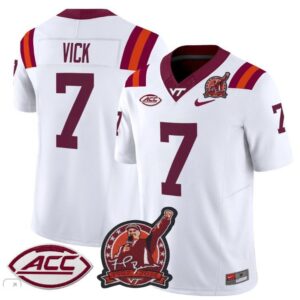Virginia Tech Hokies Michael Vick  #7 Coach Frank Beamer Patch   White