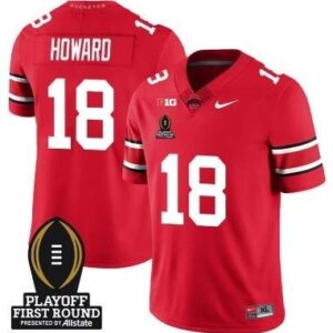 Will Howard  #18 Ohio State Buckeyes Playoff First Round Patch   Red