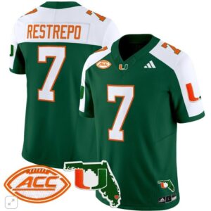Xavier Restrepo  #7 Miami Hurricanes Vapor ACC Patch   Green Alternate