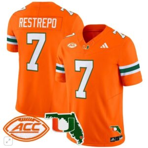 Xavier Restrepo  #7 Miami Hurricanes Vapor ACC Patch   Orange