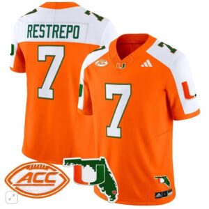 Xavier Restrepo  #7 Miami Hurricanes Vapor ACC Patch   Orange Alternate