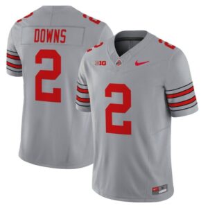 Caleb Downs Jersey #2 Ohio State Heritage Stripe 2025-26 Stitched Gray