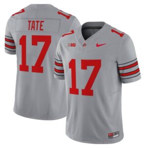 Carnell Tate Jersey #17 Ohio State Heritage Stripe 2025-26 Stitched Gray