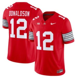 CJ Donaldson Jersey #12 Ohio State Heritage Stripe 2025-26 Stitched Red