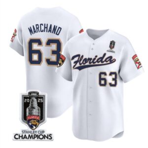 Brad Marchand Jersey Baseball #63 Florida Panthers 2025 Stanley?White