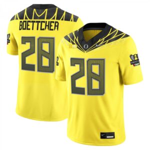 Bryce Boettcher Jersey #28 Oregon Ducks 2025 Vapor Limited V2 Stitched Yellow