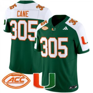 Cane Jersey #305 Miami Hurricanes 2025 Vapor Limited Stitched Green Alternate