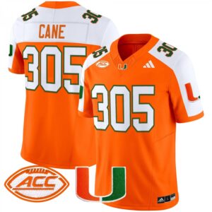 Cane Jersey #305 Miami Hurricanes 2025 Vapor Limited Stitched Orange Alternate