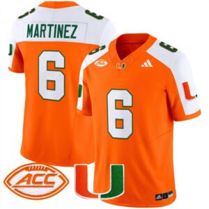 Damien Martinez Jersey #6 Miami Hurricanes 2025 Limited Stitched Orange Alternate