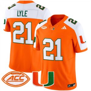 Jordan Lyle Jersey #21 Miami Hurricanes 2025 Limited Stitched Orange Alternate