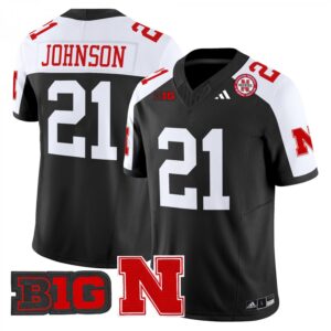 Emmett Johnson Jersey #21 Nebraska Cornhuskers 2025 Stitched Black Alternate