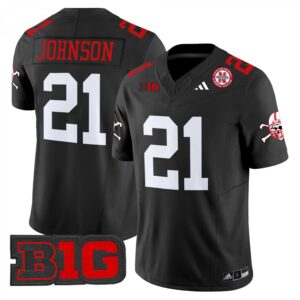 Emmett Johnson Jersey #21 Nebraska Cornhuskers 2025 Stitched Black
