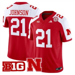 Emmett Johnson Jersey #21 Nebraska Cornhuskers 2025 Stitched Scarlet Alternate