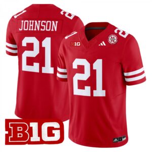 Emmett Johnson Jersey #21 Nebraska Cornhuskers 2025 Stitched Scarlet