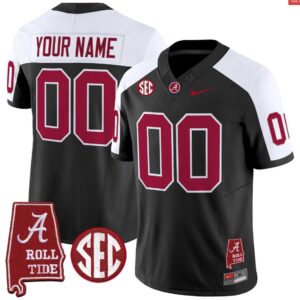 Custom Alabama Crimson Jersey Throwback Alabama Map Stitched Black Alternate