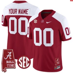 Custom Alabama Crimson Jersey Throwback Alabama Map Stitched Crimson Alternate