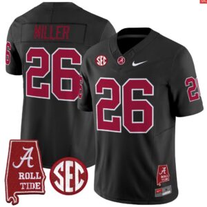 Jam Miller Jersey #26 Alabama Crimson Throwback Alabama Map Stitched Black