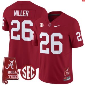 Jam Miller Jersey #26 Alabama Crimson Throwback Alabama Map Stitched Crimson