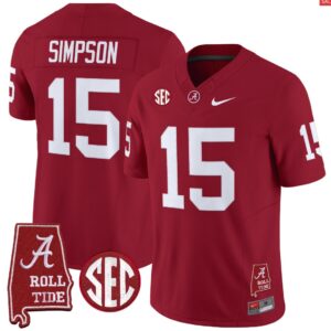 Ty Simpson Jersey #15 Alabama Crimson Throwback Alabama Map Stitched Crimson