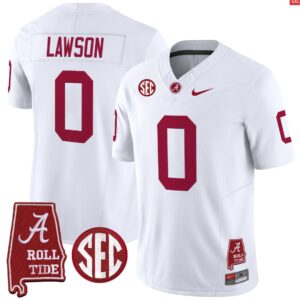Deontae Lawson Jersey #0 Alabama Crimson Throwback Alabama Map Stitched White