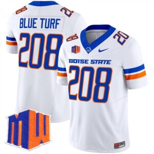 Blue Turf Jersey #208 Boise State Broncos 2025 Vapor Stitched White