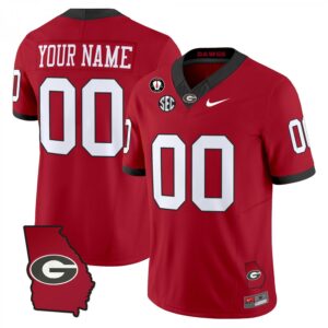 Custom Georgia Bulldogs Jersey 2025 Georgia Map, Vince Dooley Stitched Red