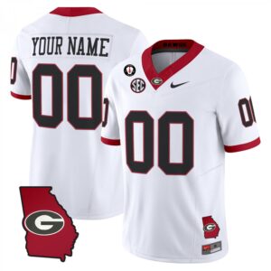 Custom Georgia Bulldogs Jersey 2025 Georgia Map, Vince Dooley Stitched White