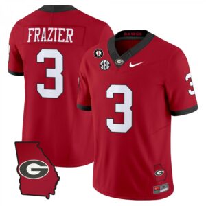 Nate Frazier Jersey #3 Georgia Bulldogs 2025 Georgia Map, Vince Dooley Stitched Red