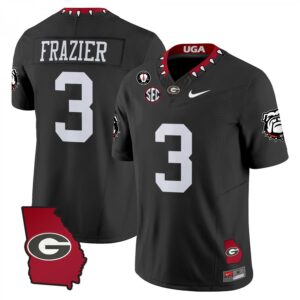 Nate Frazier Jersey #3 Georgia Bulldogs 2025 Georgia Map, Vince Dooley Stitched Black