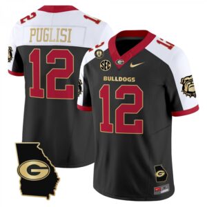 Ryan Puglisi Jersey #12 Georgia Bulldogs 2025 Georgia Map, Vince Dooley Stitched Alternate