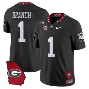 Zachariah Branch Jersey #1 Georgia Bulldogs 2025 Georgia Map, Vince Dooley Stitched Black