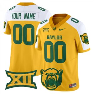 Custom Baylor Bears Jersey Name, Number 2025 V2 Stitched Gold Alternate