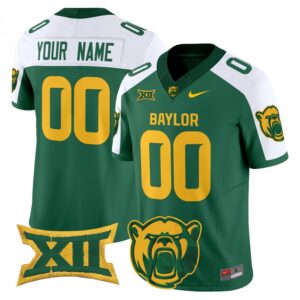 Custom Baylor Bears Jersey Name, Number 2025 V2 Stitched Green Alternate