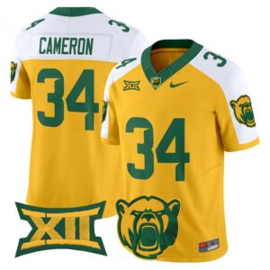 Josh Cameron Jersey #34 Baylor Bears 2025 Vapor Stitched Gold Alternate